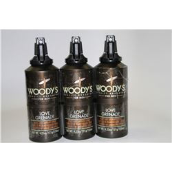 3PK OF WOODY'S 150ML BODY & LAUNDRY SPRAY;