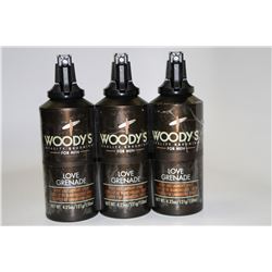 3PK OF WOODY'S 150ML BODY & LAUNDRY SPRAY;