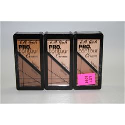 LOT OF 3 ASSORTED LA GIRL PRO CONTOUR CREAM;