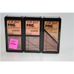 LOT OF 3 LA GIRL PRO CONTOUR CREAM; MEDIUM-