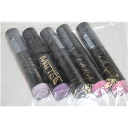 LOT OF 5 ASSORTED LA GIRL FLAT VELVET LIP STICKS
