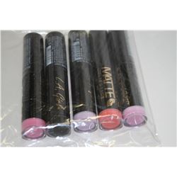 LOT OF 5 ASSORTED LA GIRL FLAT VELVET LIP STICKS
