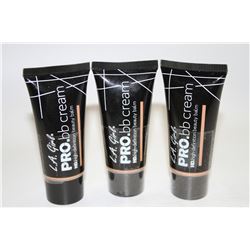LOT OF 3 ASSORTED  LA PRO BB CREAM BEAUTY BALM;