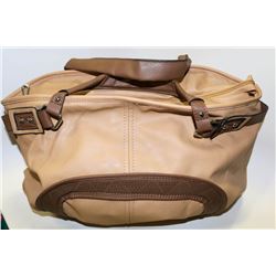 NEW LADIES SHAG WEAR LARGE HAND BAG; BEIGE & BROWN