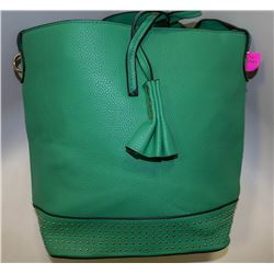 NEW LADIES TOTE STYLE PURSE W/ GOLD STUDS; TEAL