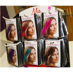 MIA DISPLAY STAND FULL OF NEW CLIP IN FEATHER HAIR