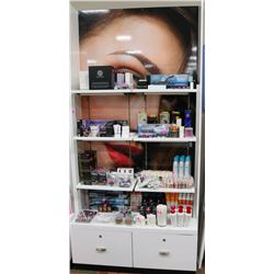 LARGE COSMETIC DISPLAY STAND W/ WOMAN BACKDROP