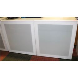 WHITE 2 DOOR GLASS FRONT STORAGE CABINET