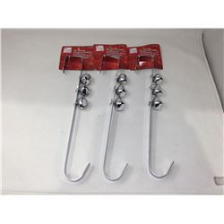 14in Wreath Hanger with Bells (3x) Silver