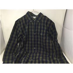 Long Sleeve Button Up- Navy & Green (M)