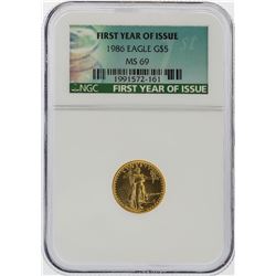 1986 $5 American Gold Eagle Coin First Year Issue NGC Graded MS69