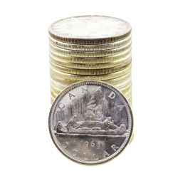 Roll of (20) Brilliant Uncirculated 1965 Canadian Silver Dollar Coins