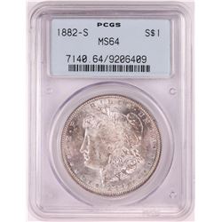 1882-S $1 Morgan Silver Dollar Coin PCGS MS64 Old Green Holder