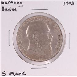 1903 Germany Baden 5 Mark Silver Coin