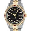 Image 2 : Rolex Men's Two Tone Steel & Gold Black String Diamond & Ruby Datejust Wristwatch
