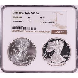 2014 $1 American Silver Eagle Coin Set NGC MS69/PF69 Ultra Cameo