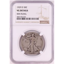 1929-D Walking Liberty Half Dollar Coin NGC VG Details