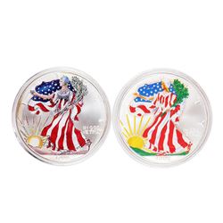 Lot of 1999-2000 Painted $1 American Silver Eagle Coins