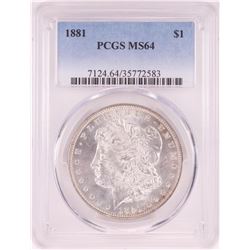 1881 $1 Morgan Silver Dollar Coin PCGS MS64
