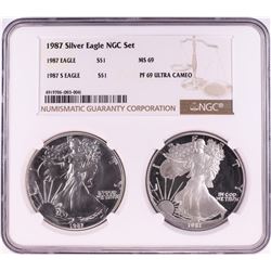 1987 $1 American Silver Eagle Coin Set NGC MS69/PF69 Ultra Cameo