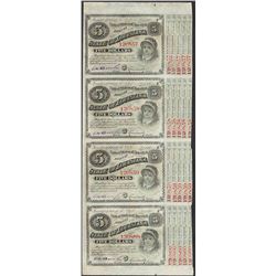 Uncut Sheet of (4) State of Louisiana Baby Bond Obsolete Notes