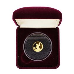 1989 Rarities Mint Disney Mickey Good Luck 1/10 Oz. Gold Coin w/ Box