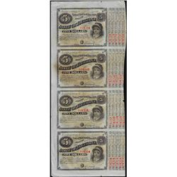 Uncut Sheet of (4) State of Louisiana Baby Bond Obsolete Notes