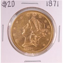1871 Type 2 $20 Liberty Head Double Eagle Coin