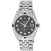 Image 2 : Rolex Men's Stainless Steel Diamond & Ruby Datejust Wristwatch