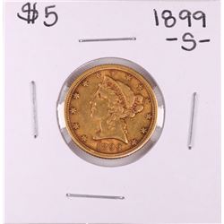 1899-S $5 Liberty Head Half Eagle Gold Coin