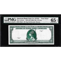 1929 10 Unit American Bank Note Co. "Test Note" PMG Gem Uncirculated 65EPQ