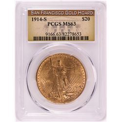 1914-S $20 St. Gaudens Double Eagle Gold Coin PCGS MS63 San Francisco Gold Hoard