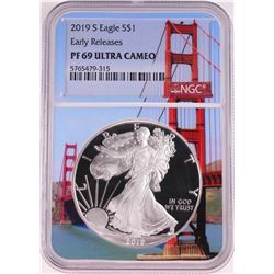 2019-S $1 Proof American Silver Eagle Coin NGC PF69 Ultra Cameo Bridge Core