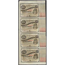 Uncut Sheet of (4) State of Louisiana Baby Bond Obsolete Notes