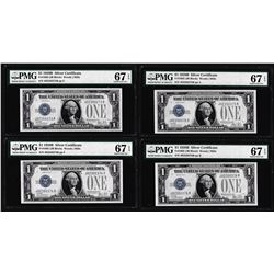 (4) Consecutive 1928B $1 Silver Certificate Notes Fr.1602 PMG Superb Gem Unc. 67EPQ