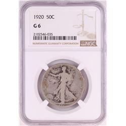 1920 Walking Liberty Half Dollar Coin NGC G6