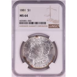 1881 $1 Morgan Silver Dollar Coin NGC MS64