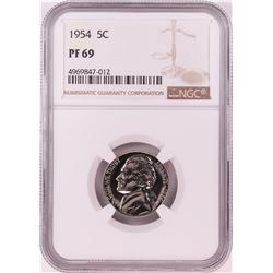 1954 Proof Jefferson Nickel Coin NGC PF69
