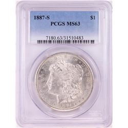 1887-S $1 Morgan Silver Dollar Coin PCGS MS63