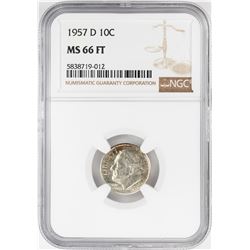 1957-D Roosevelt Dime Coin NGC MS66FT