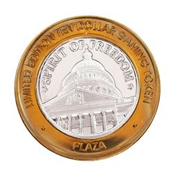 .999 Silver Plaza Hotel & Casino Nevada $10 Gaming Token Limited Edition