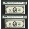 Image 1 : Lot of (2) 1950E $100 Federal Reserve Notes Chicago PMG Gem Uncirculated 66EPQ