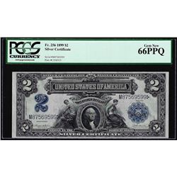 1899 $2 Mini-Porthole Silver Certificate Note Fr.256 PCGS Gem New 66PPQ