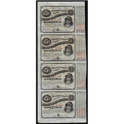 Uncut Sheet of (4) State of Louisiana Baby Bond Obsolete Notes
