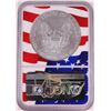 Image 2 : 2019-W $1 Burnished American Silver Eagle Coin NGC MS70 Independence Day Flag Core