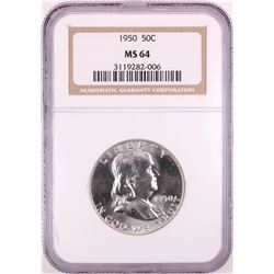 1950 Franklin Half Dollar Coin NGC MS64