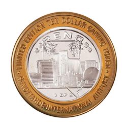 .999 Silver Reno Tahoe International Airport $10 Casino Limited Edition Gaming Token