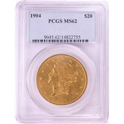 1904 $20 Liberty Head Double Eagle Gold Coin PCGS MS62
