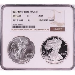 2017 $1 American Silver Eagle Coin Set NGC MS69/PF69 Ultra Cameo