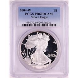 2004-W $1 Proof American Silver Eagle Coin PCGS PR69DCAM